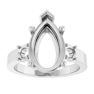 18K White Gold 14x9 mm Pear Ring Mounting – image 6