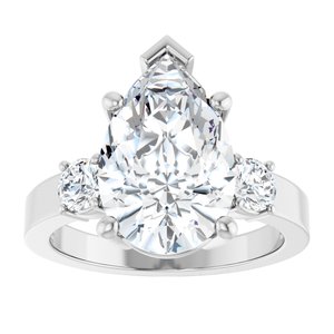 18K White Gold 14x9 mm Pear Ring Mounting – image 5