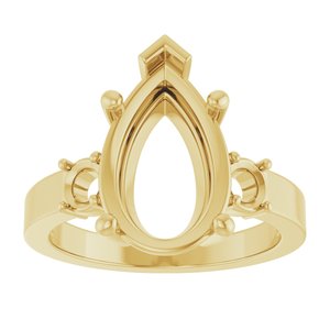 18K Yellow Gold 14x9 mm Pear Ring Mounting – image 6