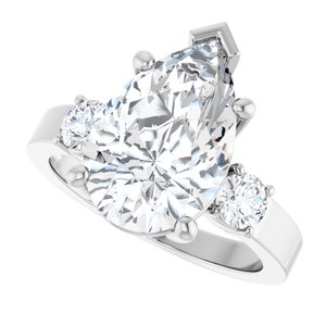 14K White Gold 14x9 mm Pear Ring Mounting – image 8