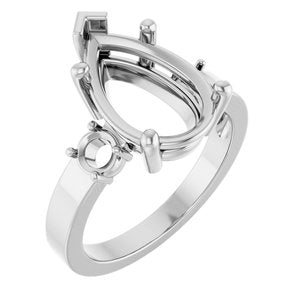 10K White Gold 14x9 mm Pear Ring Mounting – image 2