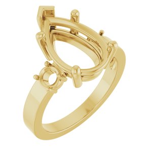 18K Yellow Gold 14x9 mm Pear Ring Mounting – image 2