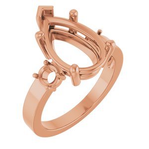 10K Rose Gold 14x9 mm Pear Ring Mounting – image 2