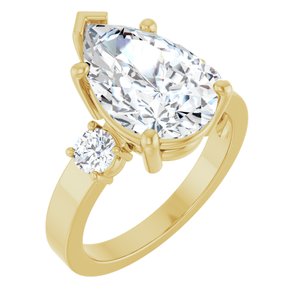 18K Yellow Gold 14x9 mm Pear Ring Mounting