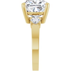 18K Yellow Gold 11x11 mm Cushion Ring Mounting – image 7
