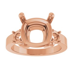 10K Rose Gold 11x11 mm Cushion Ring Mounting – image 6