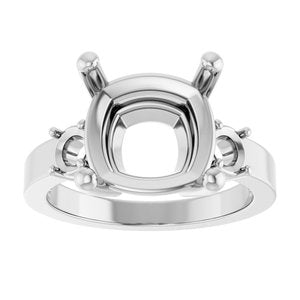 Sterling Silver 11x11 mm Cushion Ring Mounting – image 6