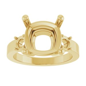 18K Yellow Gold 11x11 mm Cushion Ring Mounting – image 6