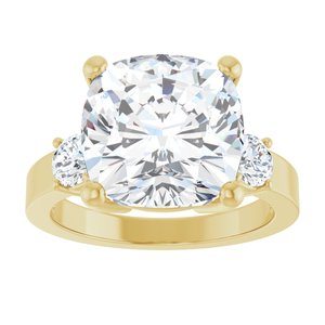 18K Yellow Gold 11x11 mm Cushion Ring Mounting – image 5
