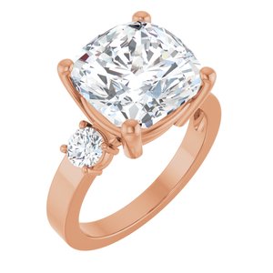 10K Rose Gold 11x11 mm Cushion Ring Mounting