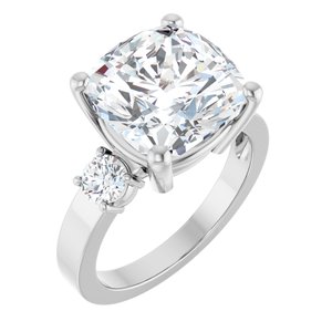 Sterling Silver 11x11 mm Cushion Ring Mounting