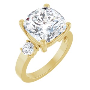 18K Yellow Gold 11x11 mm Cushion Ring Mounting