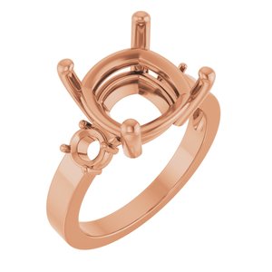 10K Rose Gold 11x11 mm Cushion Ring Mounting – image 2