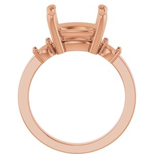 14K Rose Gold 11x11 mm Cushion Ring Mounting – image 4