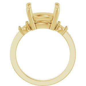 10K Yellow Gold 11x11 mm Cushion Ring Mounting – image 4