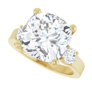 10K Yellow Gold 11x11 mm Cushion Ring Mounting – image 8