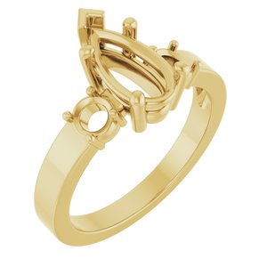 14K Yellow Gold 10.5x5.5 mm Pear Ring Mounting – image 2