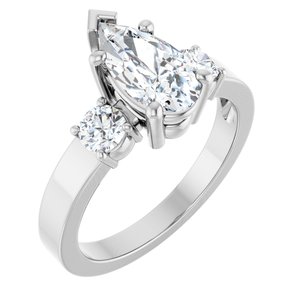 14K X1 White Gold 10.5x5.5 mm Pear Ring Mounting