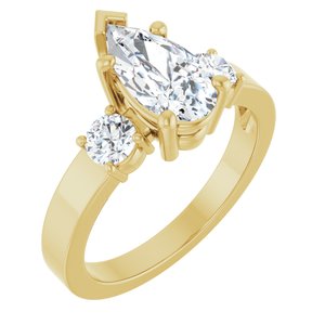 18K Yellow Gold 10.5x5.5 mm Pear Ring Mounting