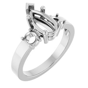 10K White Gold 10.5x5.5 mm Pear Ring Mounting – image 2
