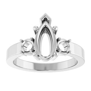 10K White Gold 10.5x5.5 mm Pear Ring Mounting – image 6