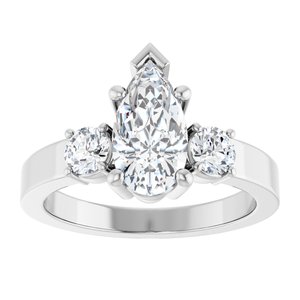 14K White Gold 10.5x5.5 mm Pear Ring Mounting – image 5