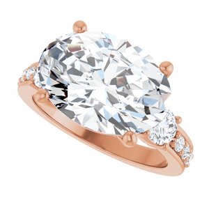 10K Rose Gold 14x10 mm Oval Ring Mounting – image 8