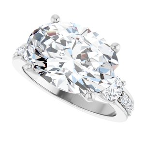 10K White Gold 14x10 mm Oval Ring Mounting – image 8