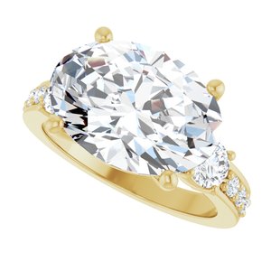 18K Yellow Gold 14x10 mm Oval Ring Mounting – image 8