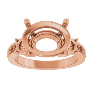14K Rose Gold 14x10 mm Oval Ring Mounting – image 6