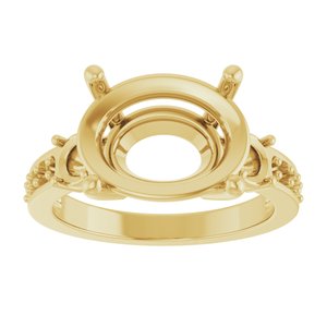 14K Yellow Gold 14x10 mm Oval Ring Mounting – image 6