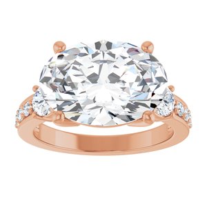 14K Rose Gold 14x10 mm Oval Ring Mounting – image 5