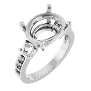 10K White Gold 14x10 mm Oval Ring Mounting – image 2