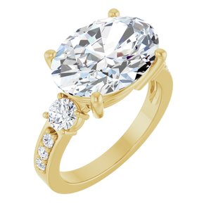 14K Yellow Gold 14x10 mm Oval Ring Mounting