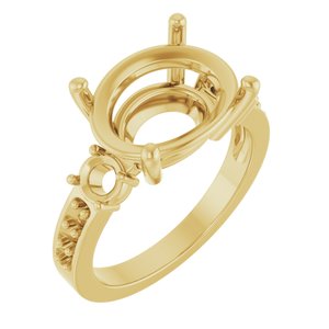 18K Yellow Gold 14x10 mm Oval Ring Mounting – image 2