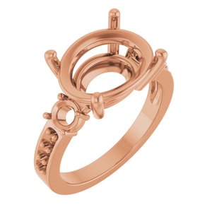 14K Rose Gold 14x10 mm Oval Ring Mounting – image 2