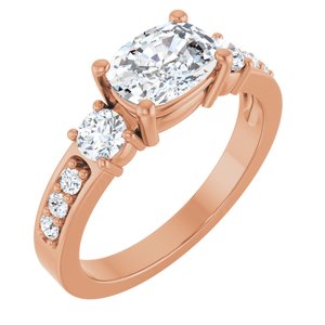 14K Rose Gold 7.5x5.5 mm Elongated Cushion Ring Mounting