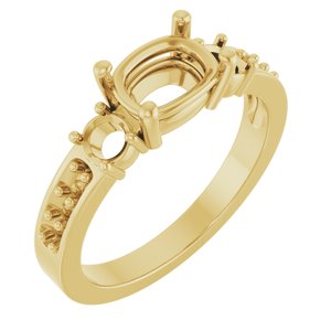 10K Yellow Gold 7.5x5.5 mm Elongated Cushion Ring Mounting – image 2