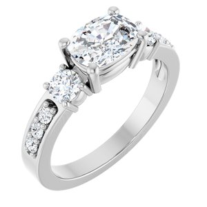 14K X1 White Gold 7.5x5.5 mm Elongated Cushion Ring Mounting