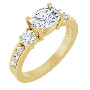 18K Yellow Gold 7.5x5.5 mm Elongated Cushion Ring Mounting