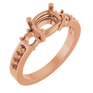 18K Rose Gold 7.5x5.5 mm Elongated Cushion Ring Mounting – image 2