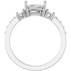 10K White Gold 7.5x5.5 mm Elongated Cushion Ring Mounting – image 4