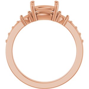 14K Rose Gold 7.5x5.5 mm Elongated Cushion Ring Mounting – image 4