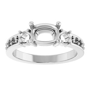 10K White Gold 7.5x5.5 mm Elongated Cushion Ring Mounting – image 6
