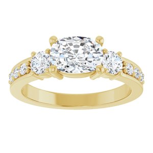 14K Yellow Gold 7.5x5.5 mm Elongated Cushion Ring Mounting – image 5