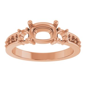 14K Rose Gold 7.5x5.5 mm Elongated Cushion Ring Mounting – image 6