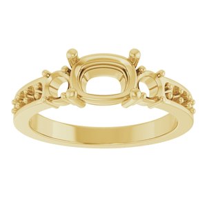 18K Yellow Gold 7.5x5.5 mm Elongated Cushion Ring Mounting – image 6