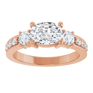 10K Rose Gold 7.5x5.5 mm Elongated Cushion Ring Mounting – image 5