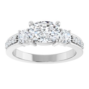 Sterling Silver 7.5x5.5 mm Elongated Cushion Ring Mounting – image 5