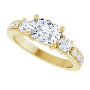 18K Yellow Gold 7.5x5.5 mm Elongated Cushion Ring Mounting – image 8